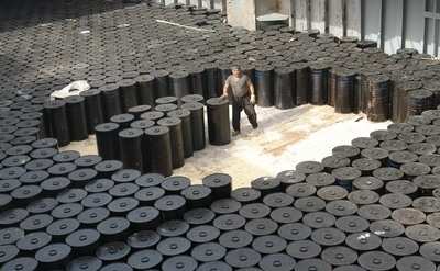 Drums marshalled in the yard ahead of loading