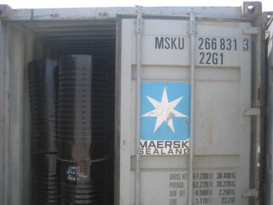 Loaded container, doors open for survey